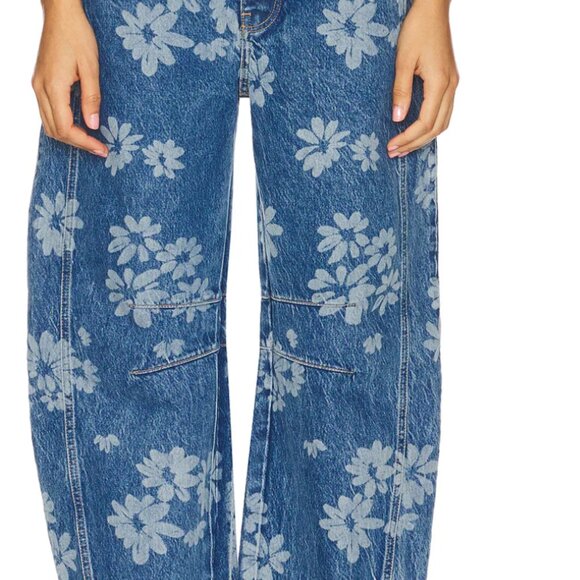 Good Luck Printed Barrel Leg Jeans Laser Daisy - Picture 5 of 5